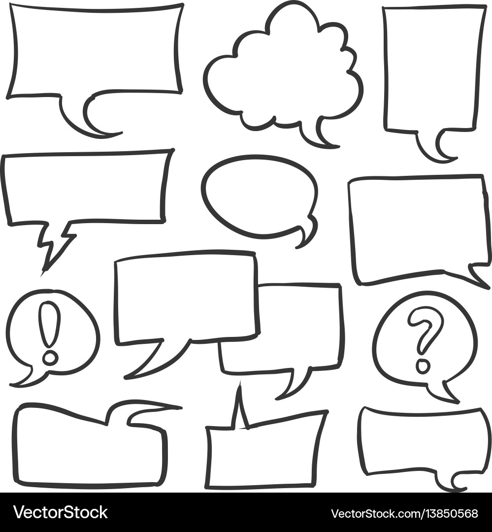 Doodle speech bubble style set Royalty Free Vector Image