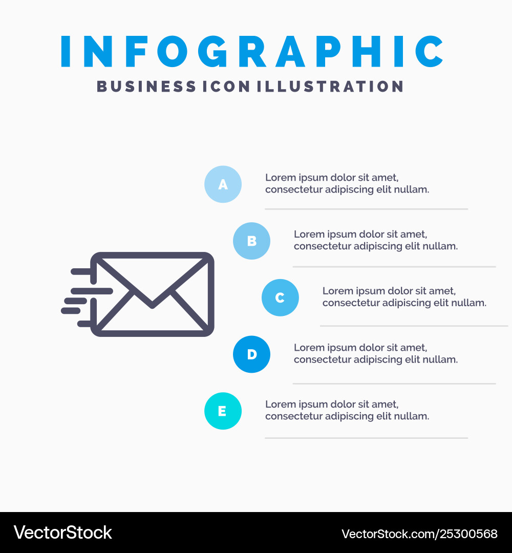 Email mail message line icon with 5 steps Email mail message line icon with 5 steps vector image