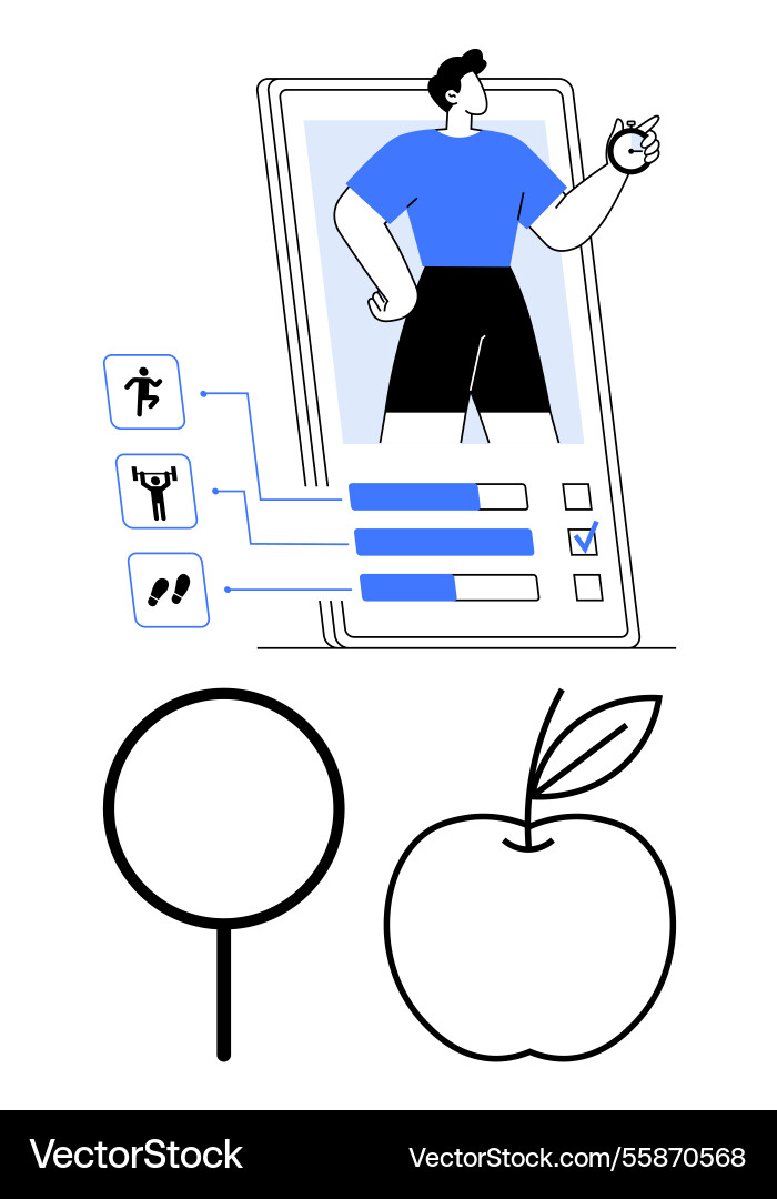 Fitness tracking app interface with exercise stats Fitness tracking app interface with exercise stats Vector Image