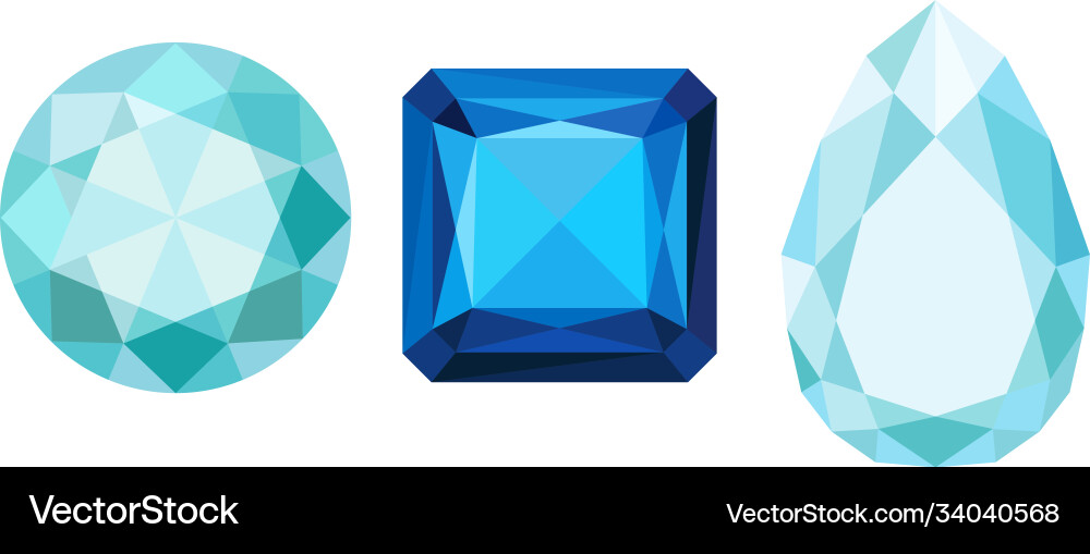 Gems and diamonds different shape color Gems and diamonds different shape color vector image