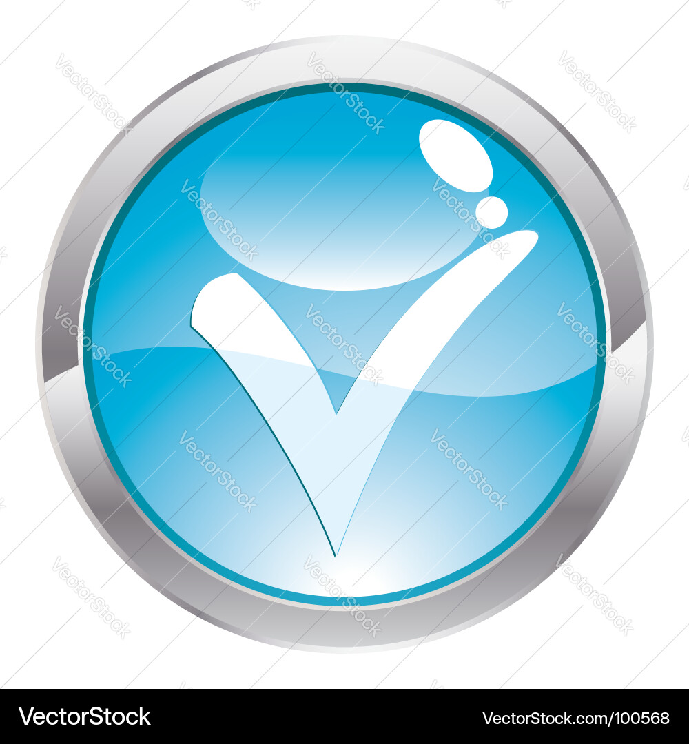 Glossy Tick Button vector image