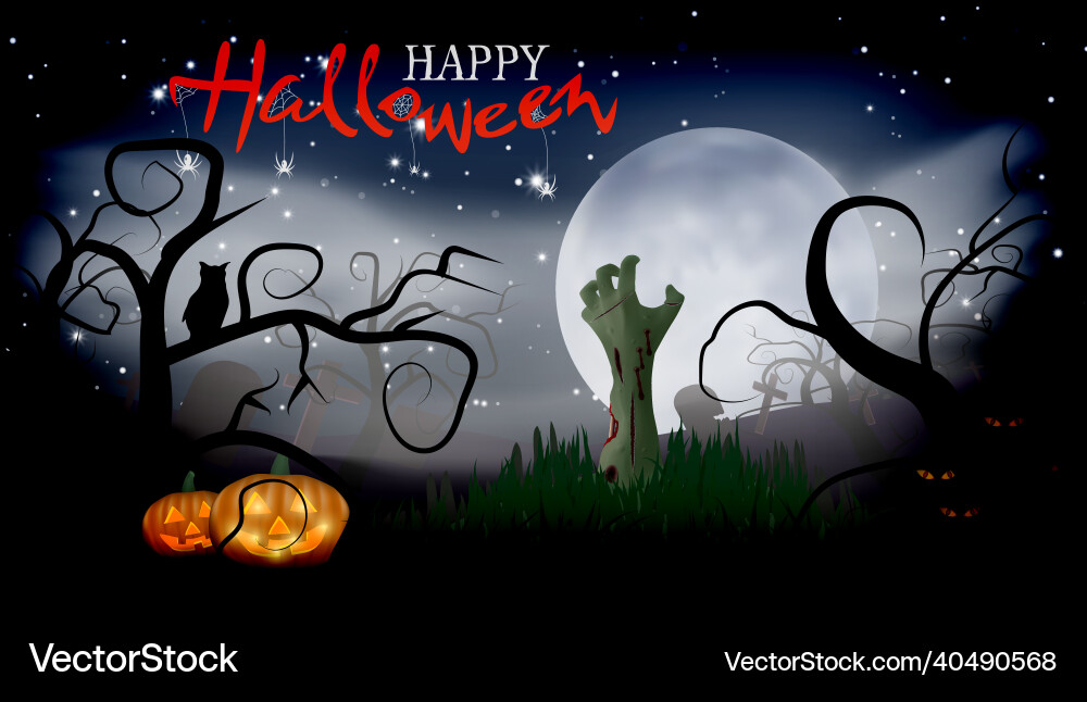 Halloween template zombie arm out of the ground Halloween template zombie arm out of the ground vector image
