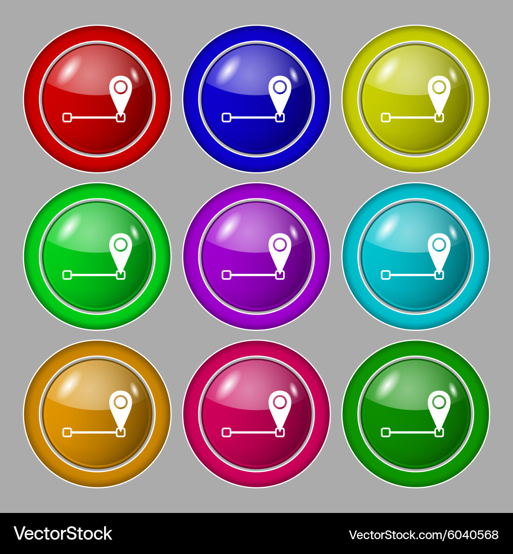 Map pointer icon sign symbol on nine round vector image