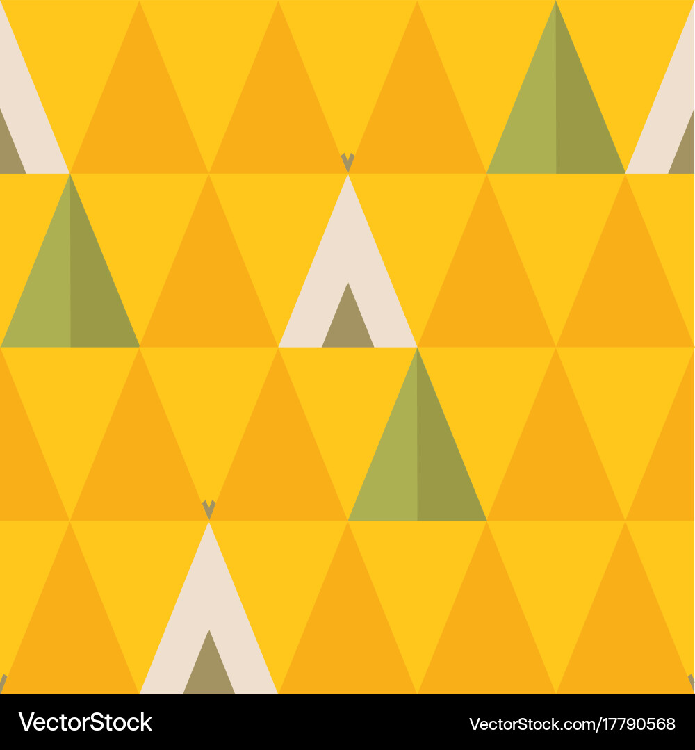 Minimal seamless pattern with trees and wigwams vector image