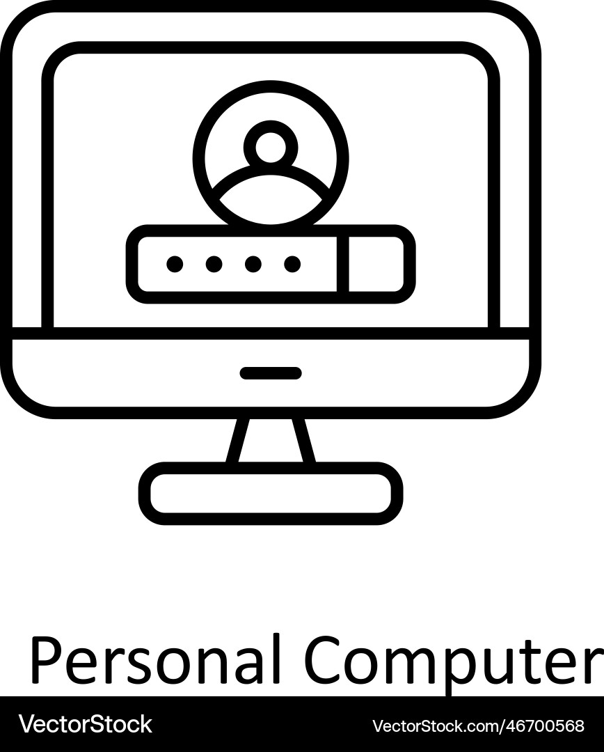 Personal computer outline icons simple Vector Image