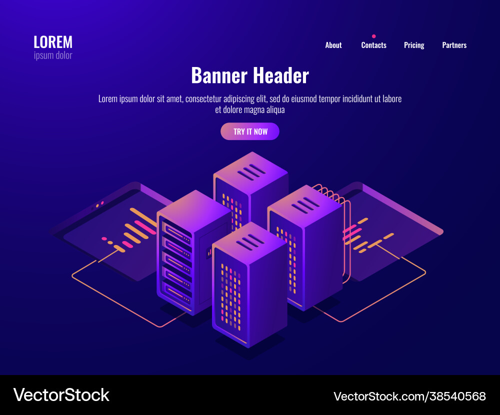 Server room isometric icon big data processing Server room isometric icon big data processing vector image