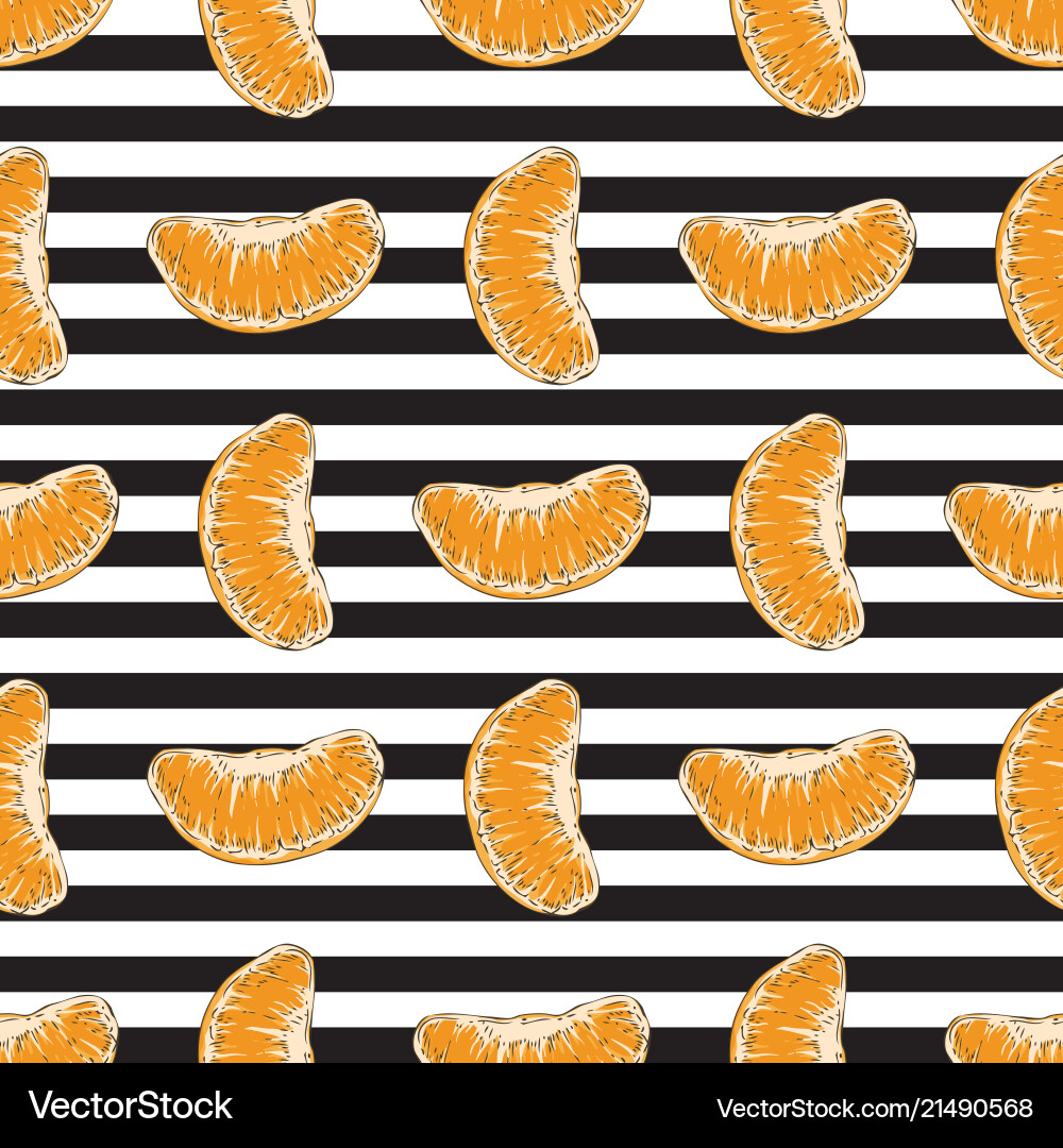 Striped seamless pattern with tangerine slices Vector Image