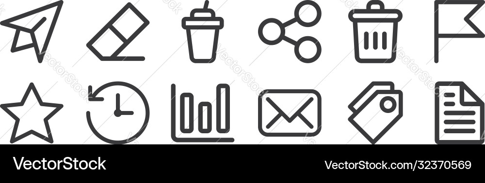 12 set linear user interface icons thin 12 set linear user interface icons thin vector image