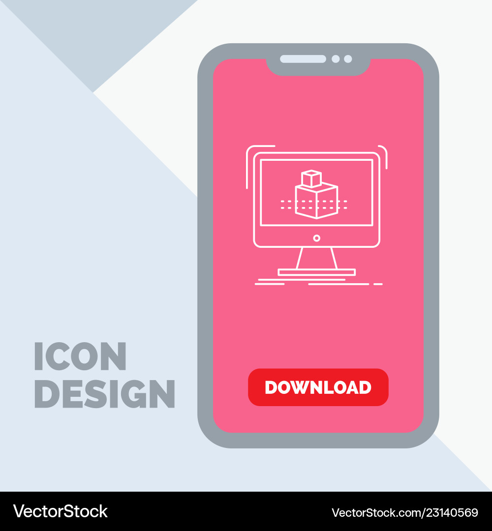 3d cube dimensional modelling sketch line icon 3d cube dimensional modelling sketch line icon vector image