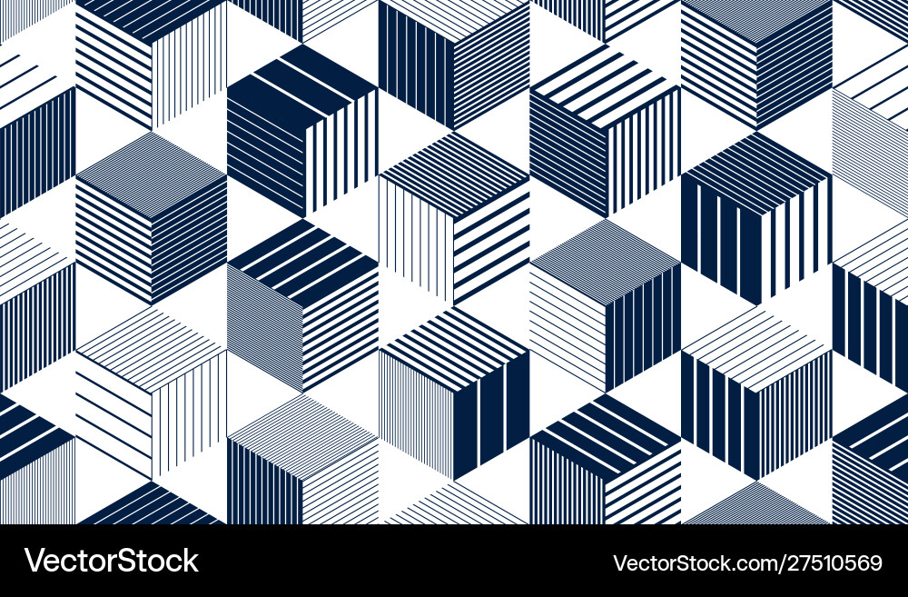 3d cubes seamless pattern background lined 3d cubes seamless pattern background lined vector image