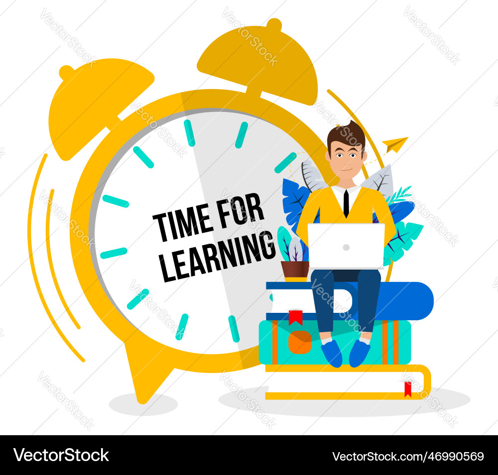 Alarm clock announcing time to study student Alarm clock announcing time to study student vector image