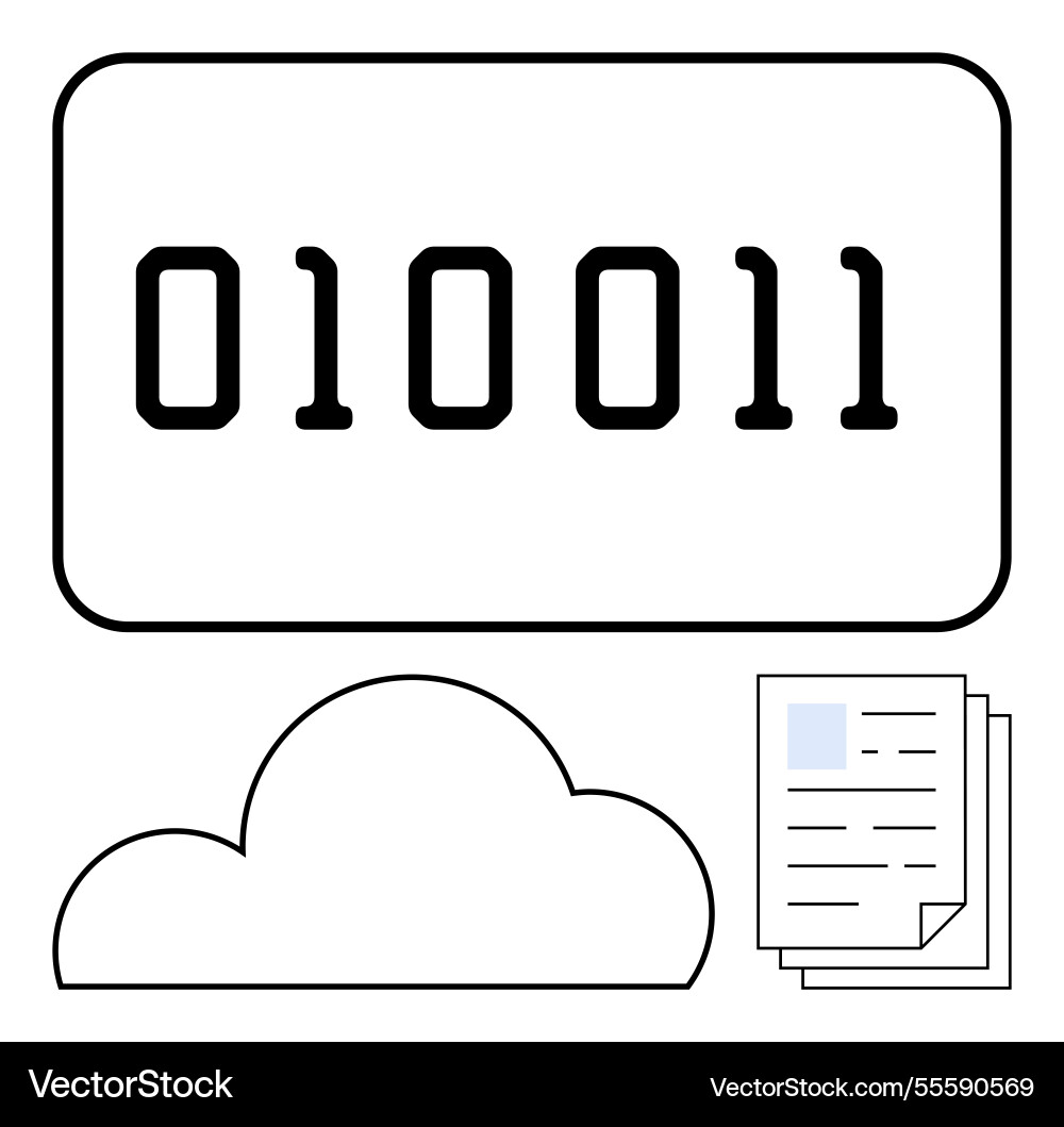 Binary code cloud computing and document storage Binary code cloud computing and document storage vector image