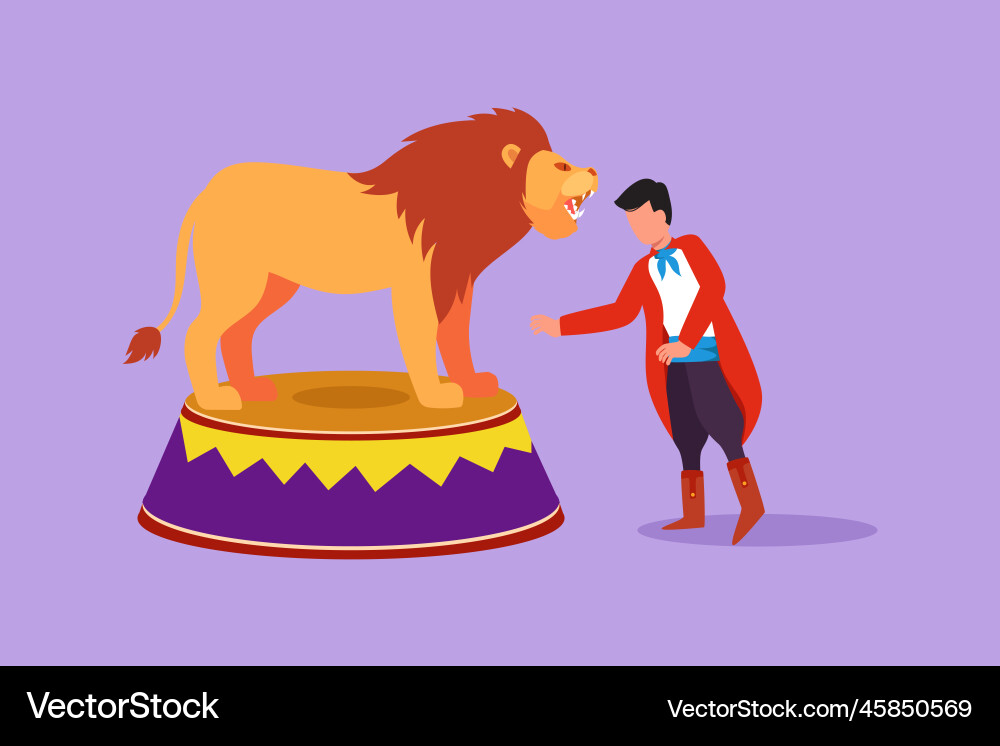 Cartoon flat style drawing lion standing Cartoon flat style drawing lion standing vector image