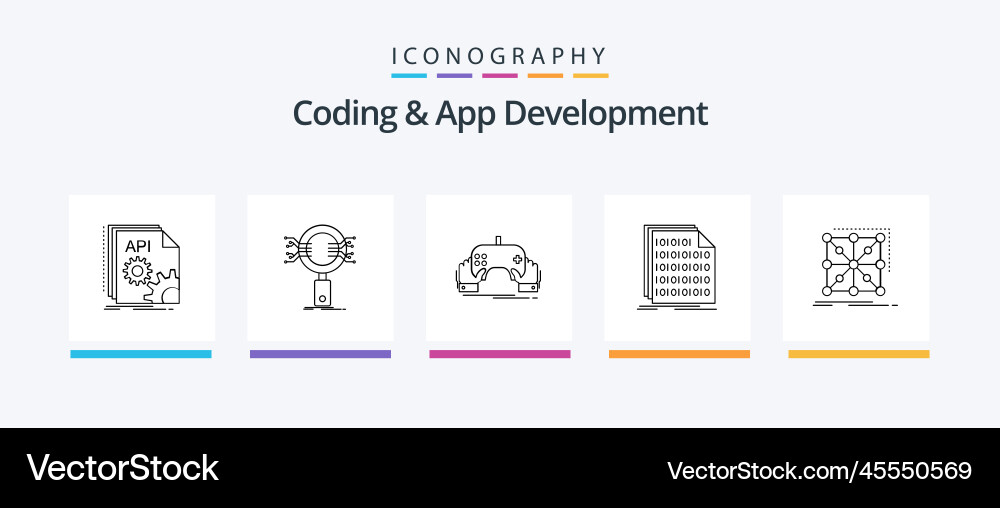 Coding and app development line 5 icon pack Vector Image