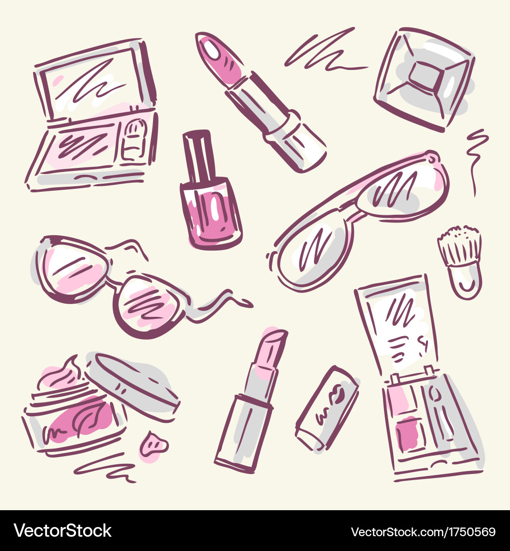 Cosmetics makeup set Royalty Free Vector Image