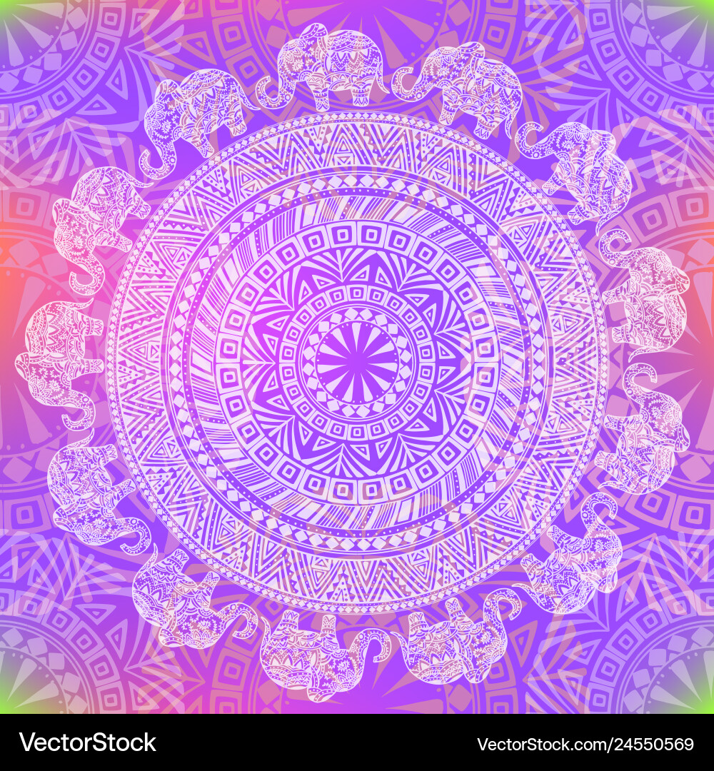 Ethnic Elephant Pattern - Seamless vector image