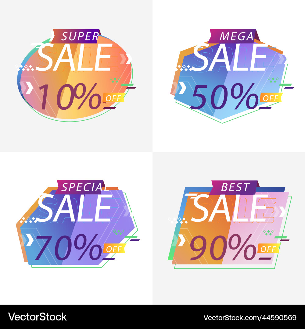 Gradient discount numbers design template Gradient discount numbers design template vector image