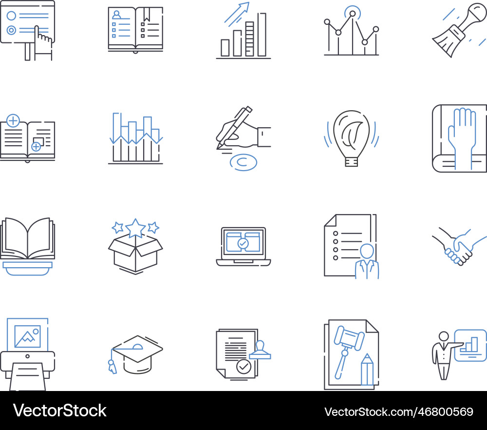 Instruction line icons collection teach explain Instruction line icons collection teach explain Vector Image