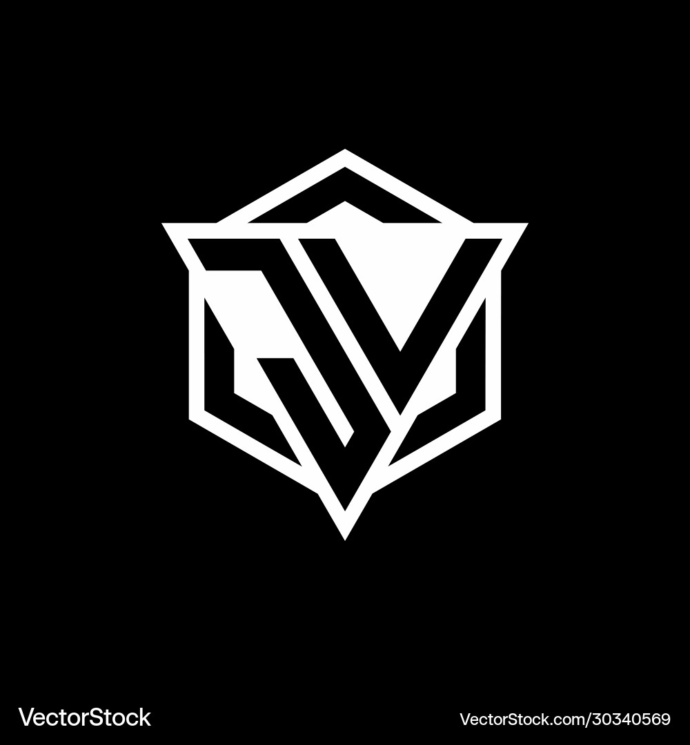 Jv logo monogram with triangle and hexagon shape vector image