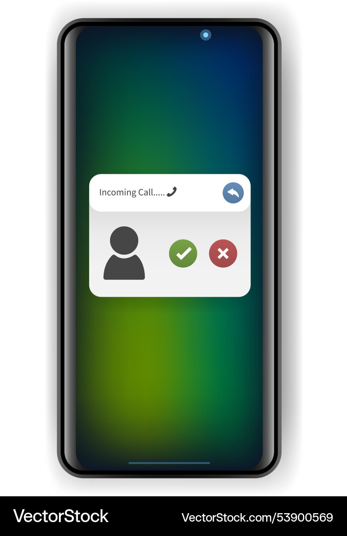 Modern smartphone interface displaying incoming vector image