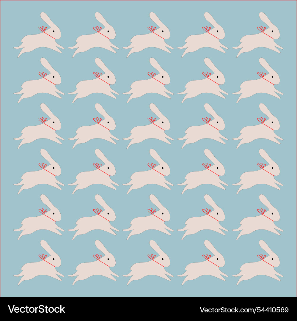 Running rabbits vintage xmas design pattern Vector Image