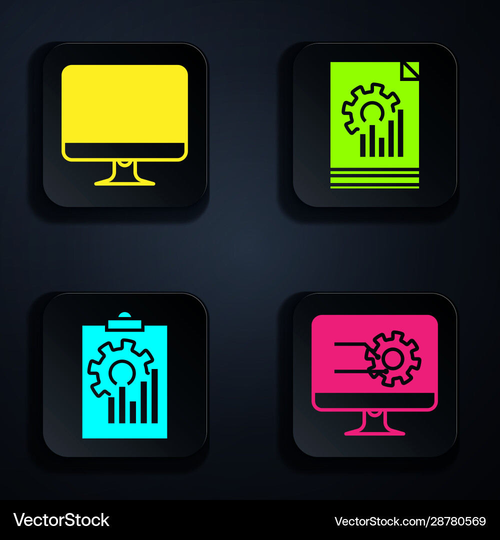 Set computer monitor with graph chart Set computer monitor with graph chart vector image
