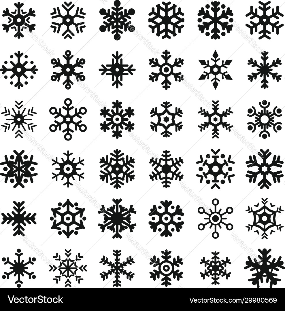 Snowflake icons set simple style Snowflake icons set simple style vector image