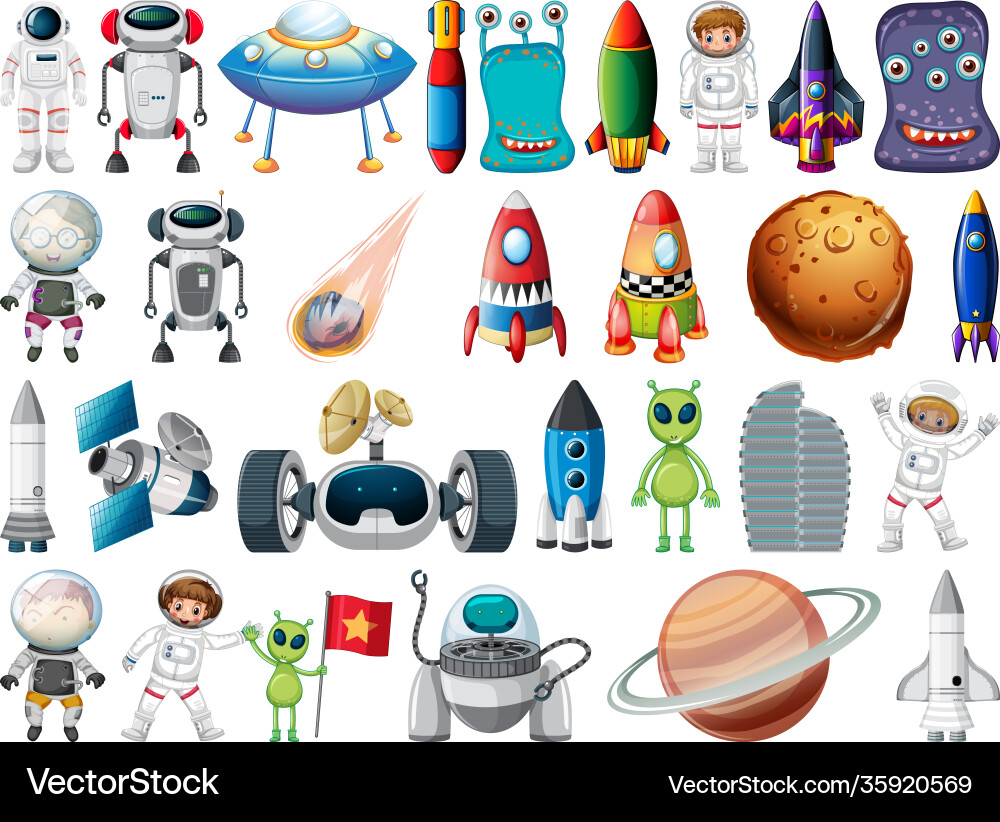 Space Objects and Elements Collection vector image