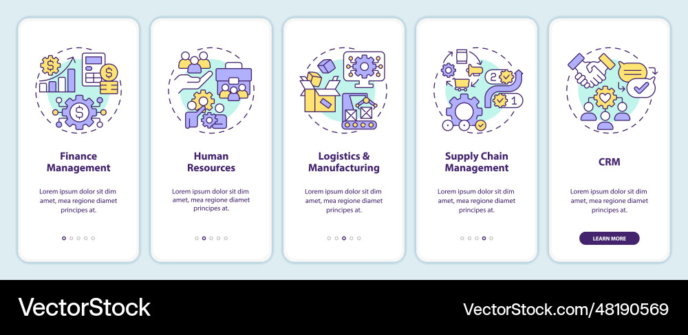 Walkthrough erp with thin linear icons concept Walkthrough erp with thin linear icons concept vector image
