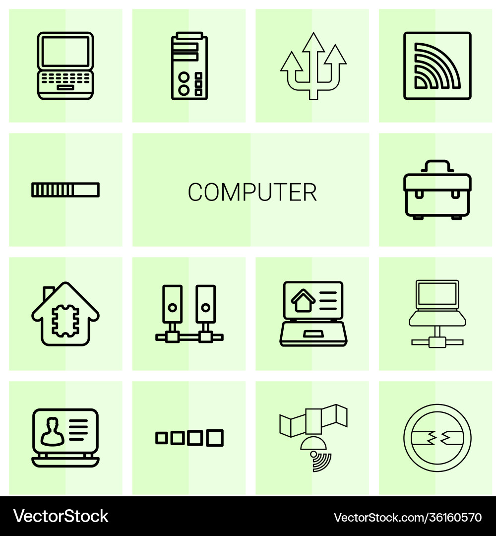 14 computer icons vector image