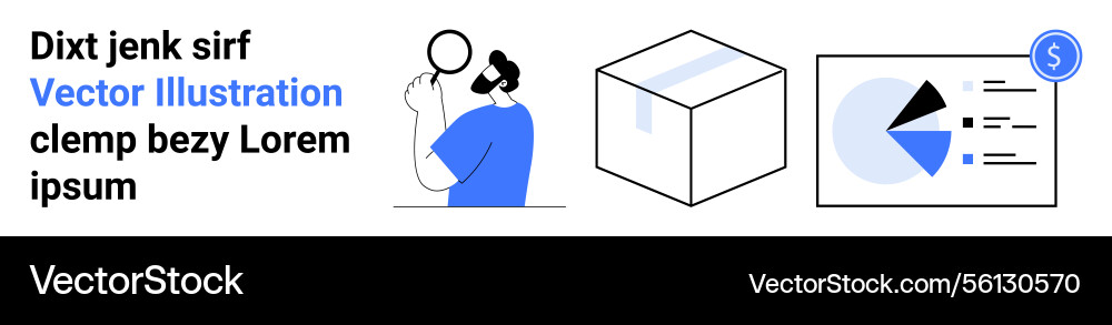 Analyzing data insights with magnifying glass box Analyzing data insights with magnifying glass box vector image