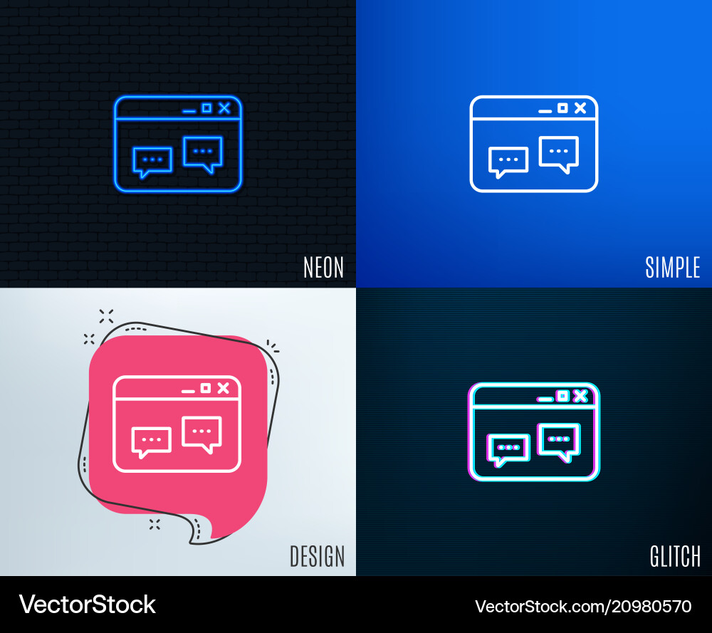 Browser window line icon chat speech bubbles Browser window line icon chat speech bubbles vector image