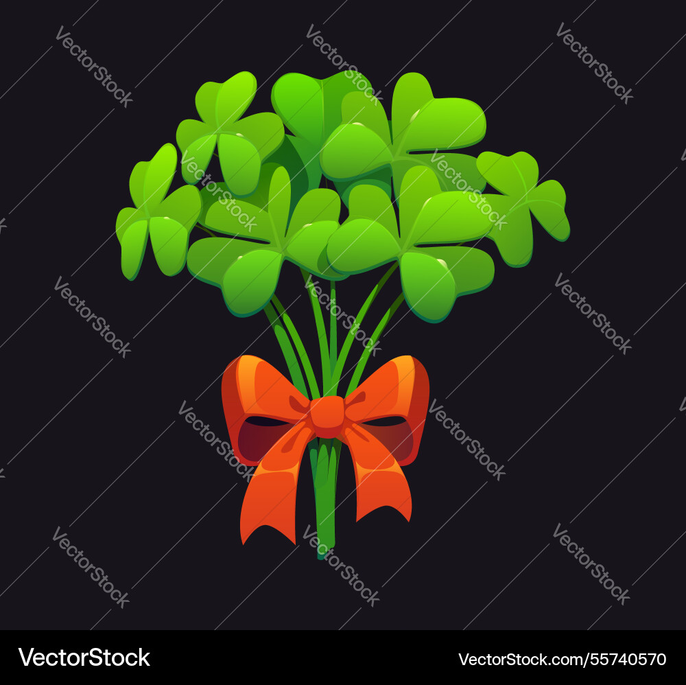 Cartoon bouquet of shamrocks tied with a ribbon Cartoon bouquet of shamrocks tied with a ribbon vector image