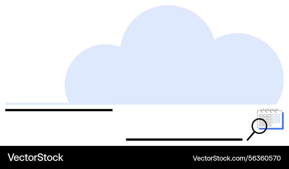 Cloud storage and data search with magnifying vector image