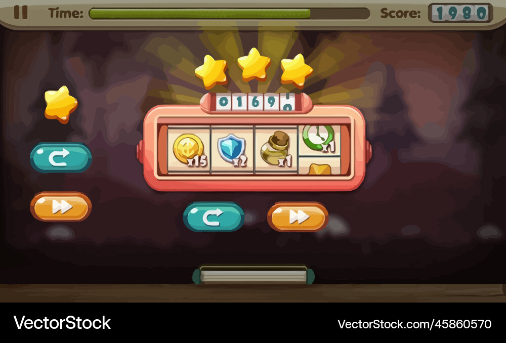 Complete set of level button game ui pop-up icon vector image