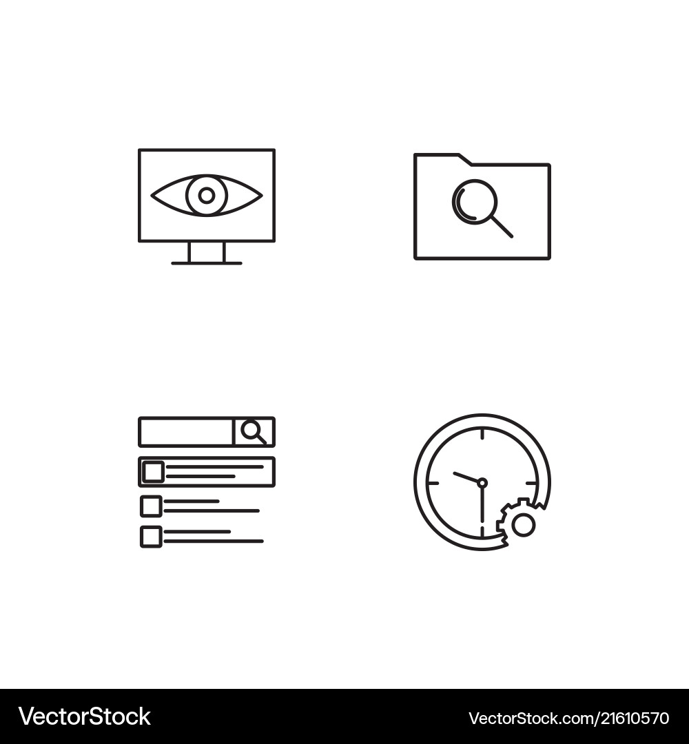 Data analytics linear icons set simple outline Vector Image