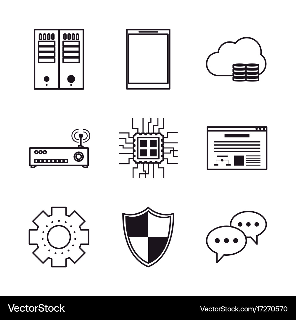 Database and hosting icons vector image