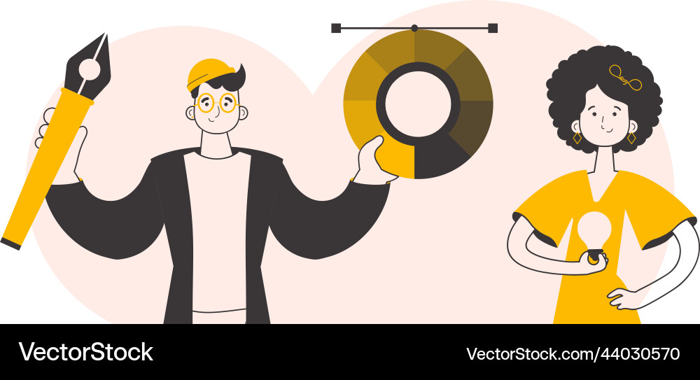 Design team linear style Design team linear style Vector Image