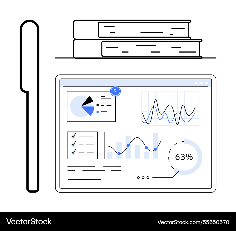 Digital analytics dashboard with financial graphs Digital analytics dashboard with financial graphs Vector Image