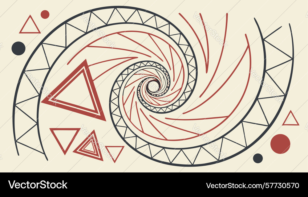 Dynamic spiral with abstract triangles fluid vector image