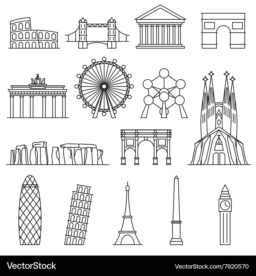 Europa monument line art style Vektorbild