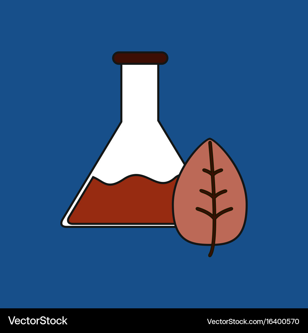 Flat icon design collection lab flask with leaf vector image