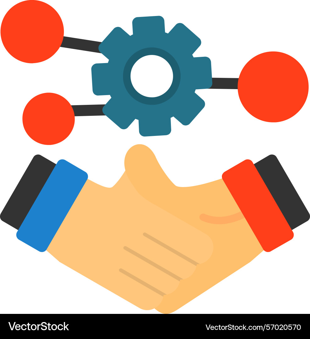 Handshake symbolizing networking flat style icon Vector Image