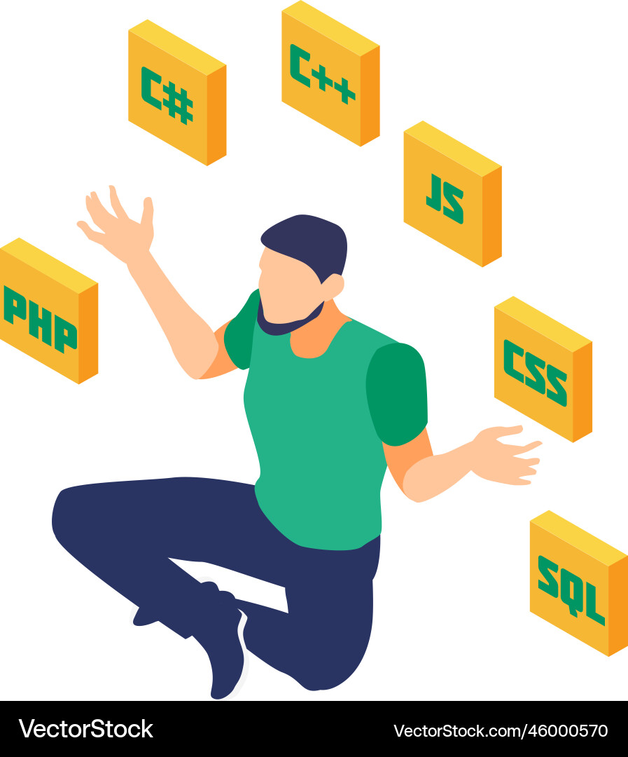 Isometric programmers languages composition Isometric programmers languages composition Vector Image