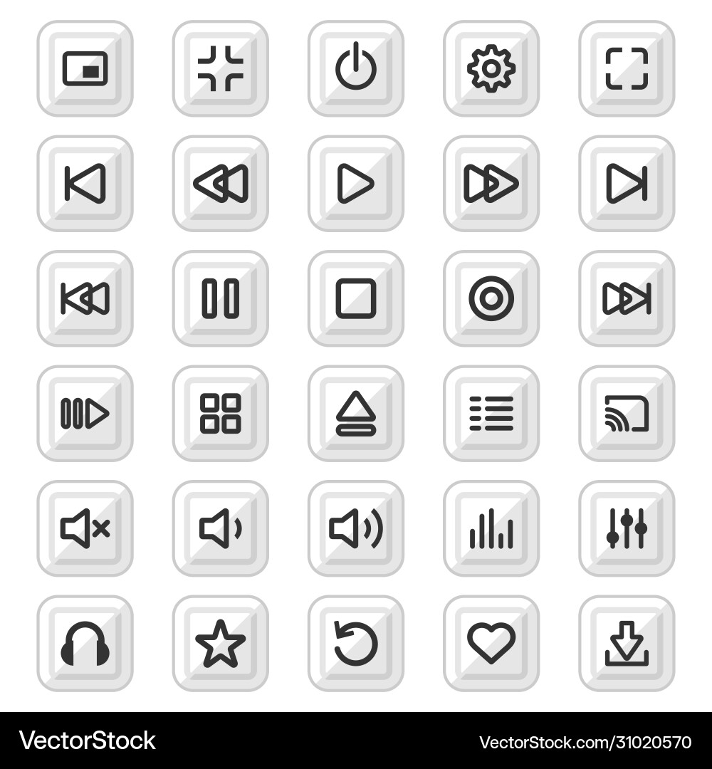 Media player control buttons set Media player control buttons set vector image