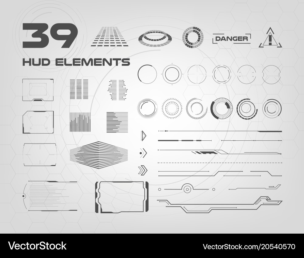 Minimalist HUD UI Elements vector image