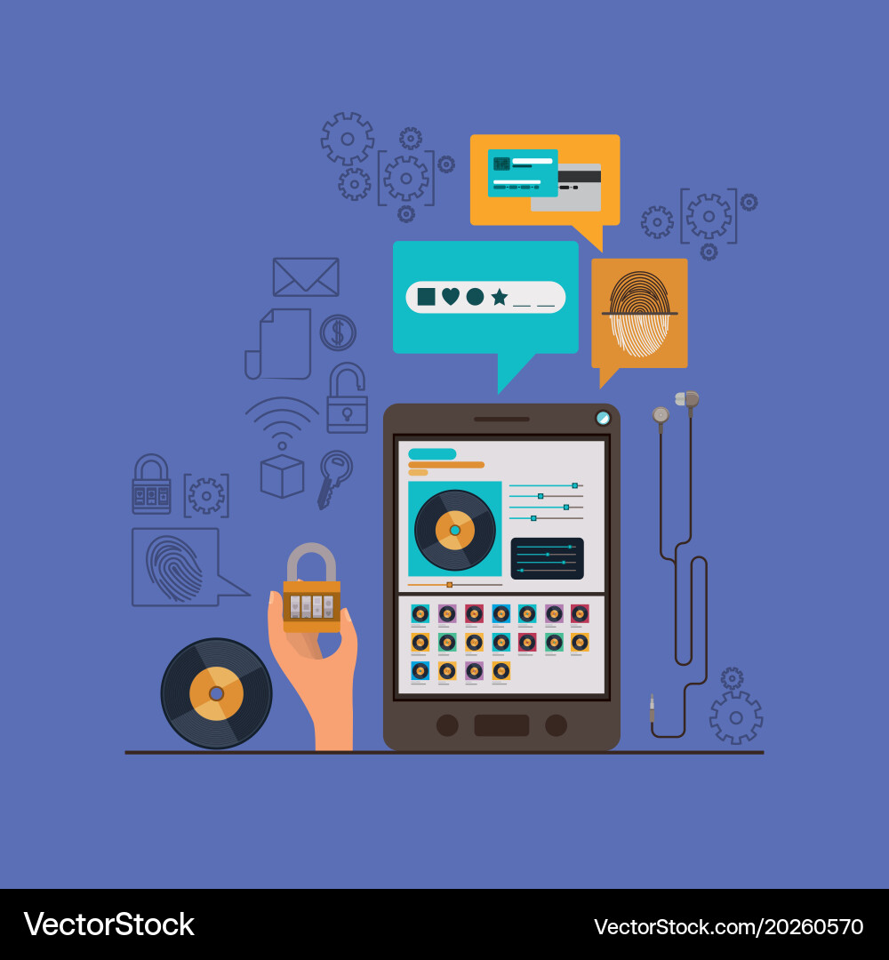 Mobile security with tablet device and secure apps vector image