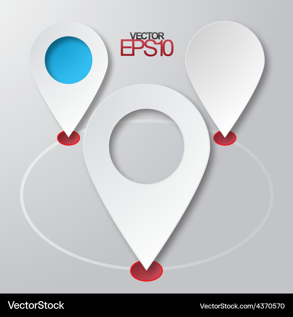 Modern flat design map markers with drop shadows vector image