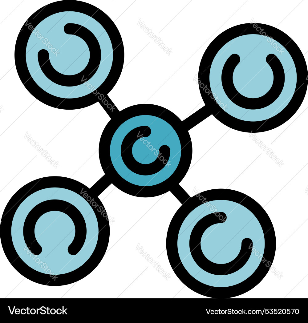 Molecule structure connecting with four atoms icon Molecule structure connecting with four atoms icon vector image