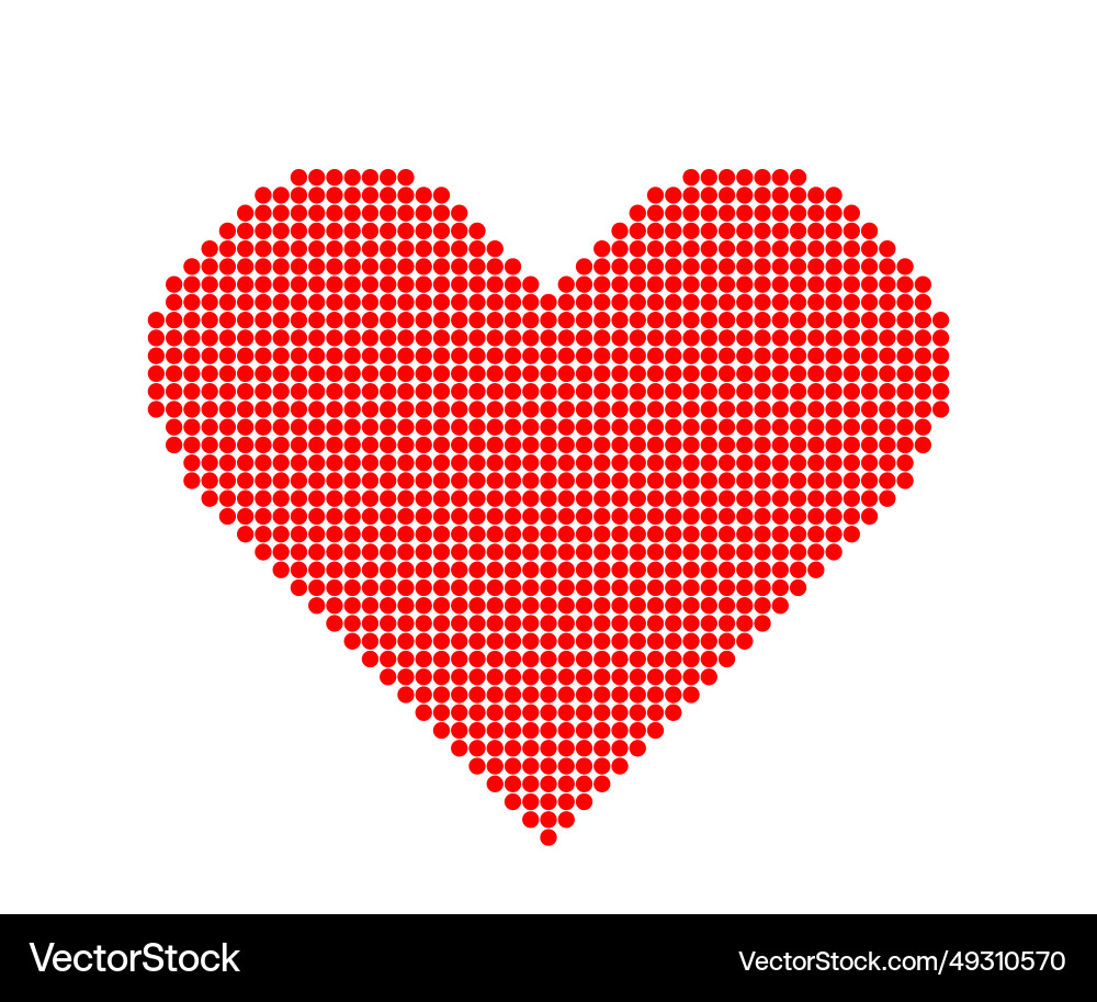 Pixel heart with red dot pattern vector image